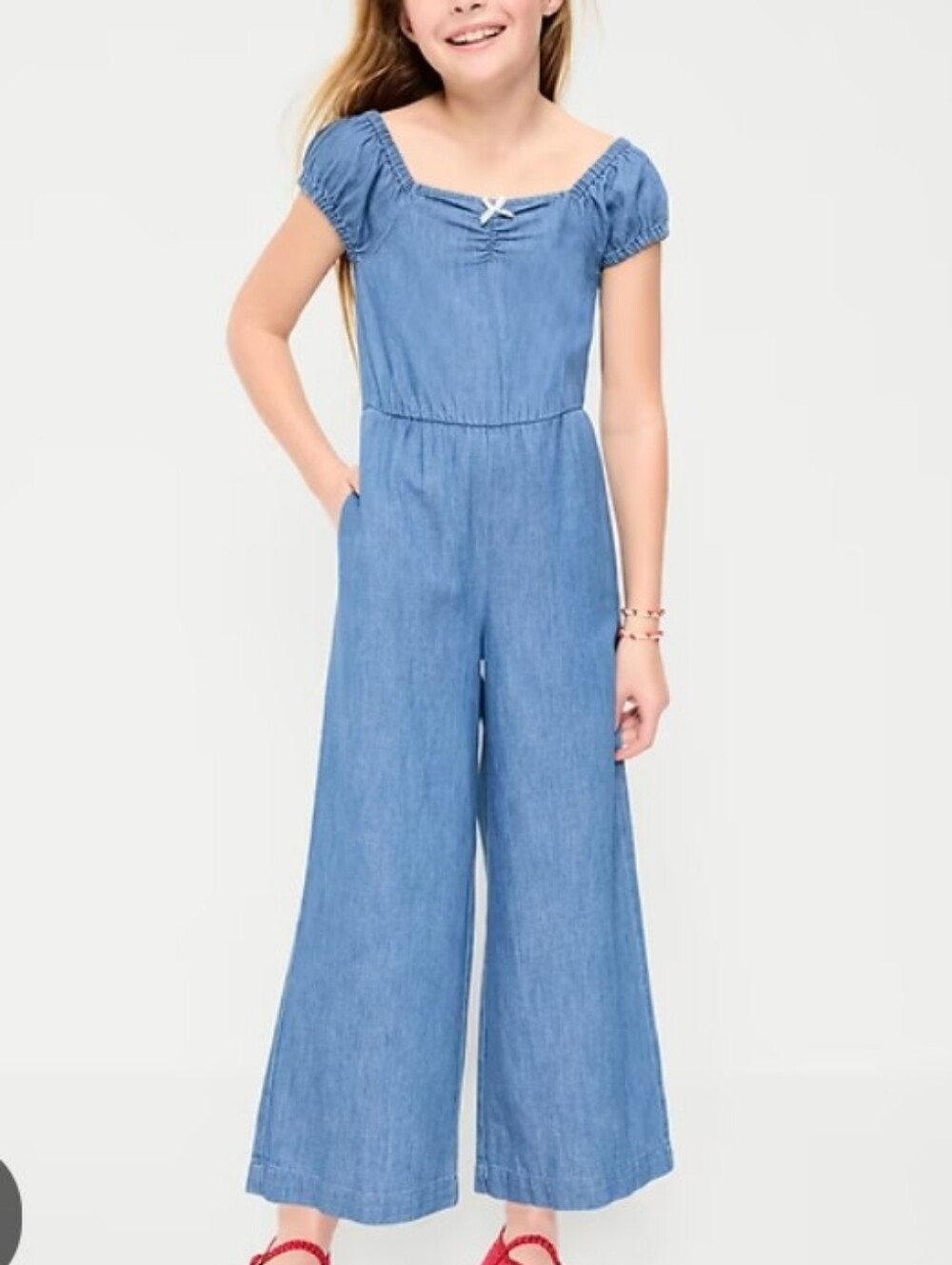 Old Navy Girls Short-sleeve Chambray Jumsuit Size Small 6/7
